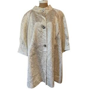 Jones New York Sz 3X Brocade Silver Gold NWT Vintage Inspired Swing Coat Jacket